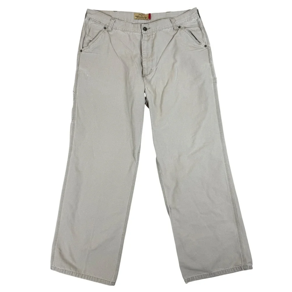 Vintage 90s Old Navy Painter's Pants 38x32 Utility Carpenter Tan Cotton Canvas
